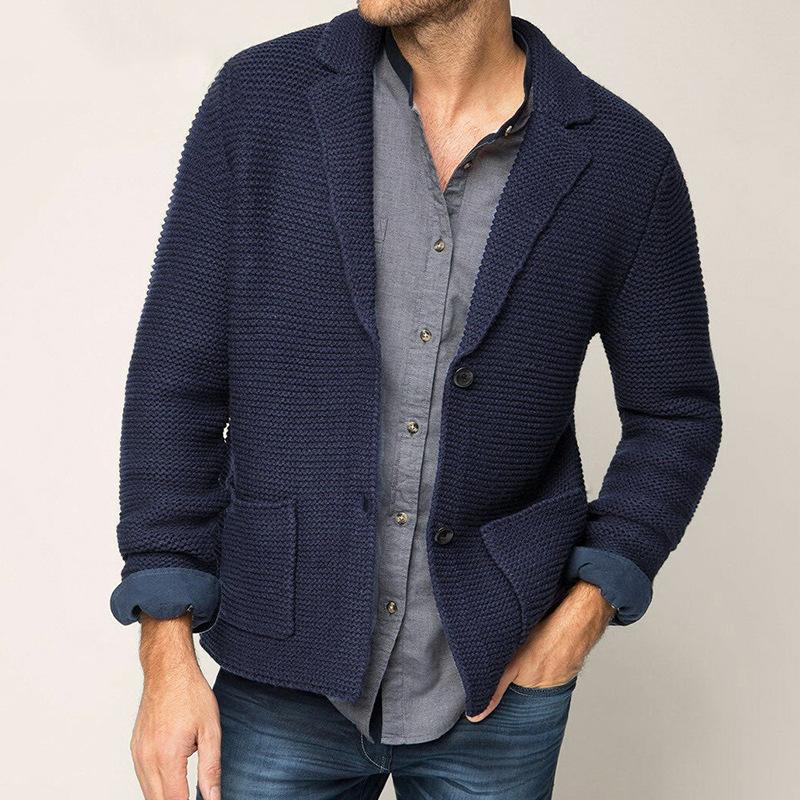 Mens Casual Lapel Long Sleeve Knit Cardigan 90618023M