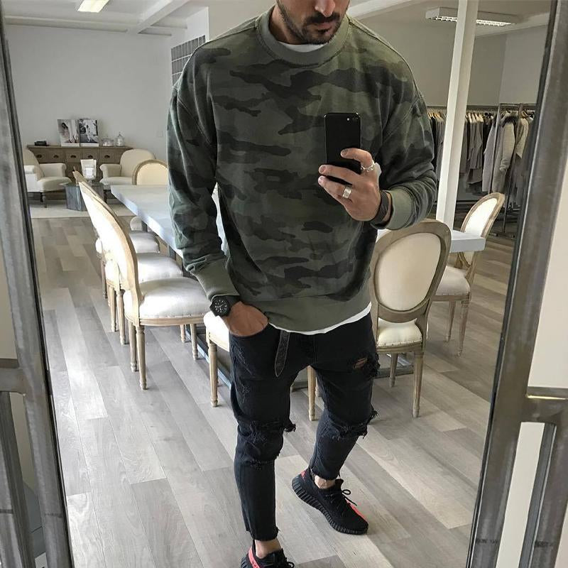 Mens Camouflage Crew Neck Sweatshirt 38660720X