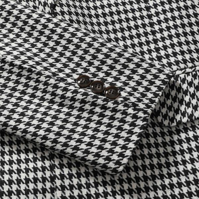 Mens Houndstooth Lapel One Button Casual Blazer 48053906M