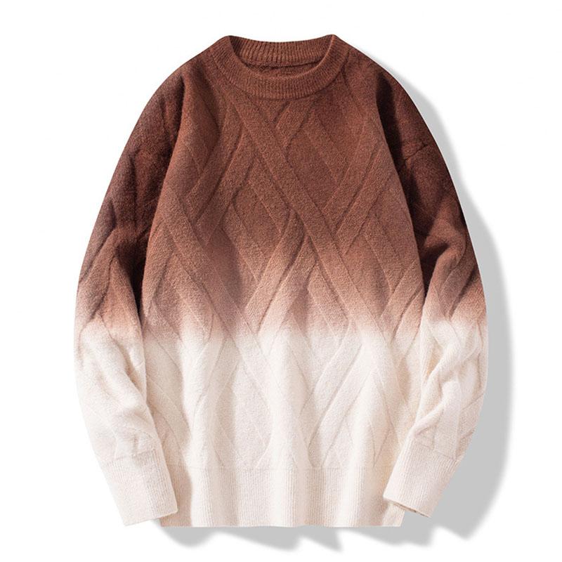 Mens Round Neck Gradient Long Sleeve Sweater 02959240M