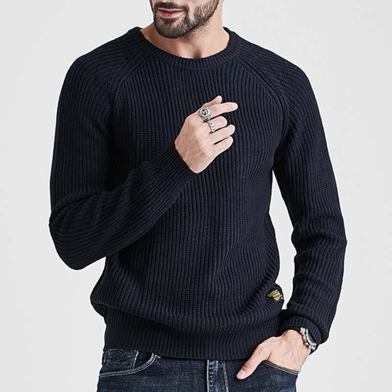 Mens Casual Round Neck Long Sleeve Knitted Pullover Sweater 32927096M