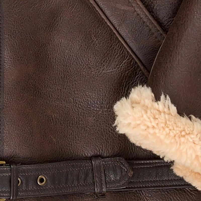 Mens Casual Lapel Warm Long Sleeve Faux Leather Coat 47070346M