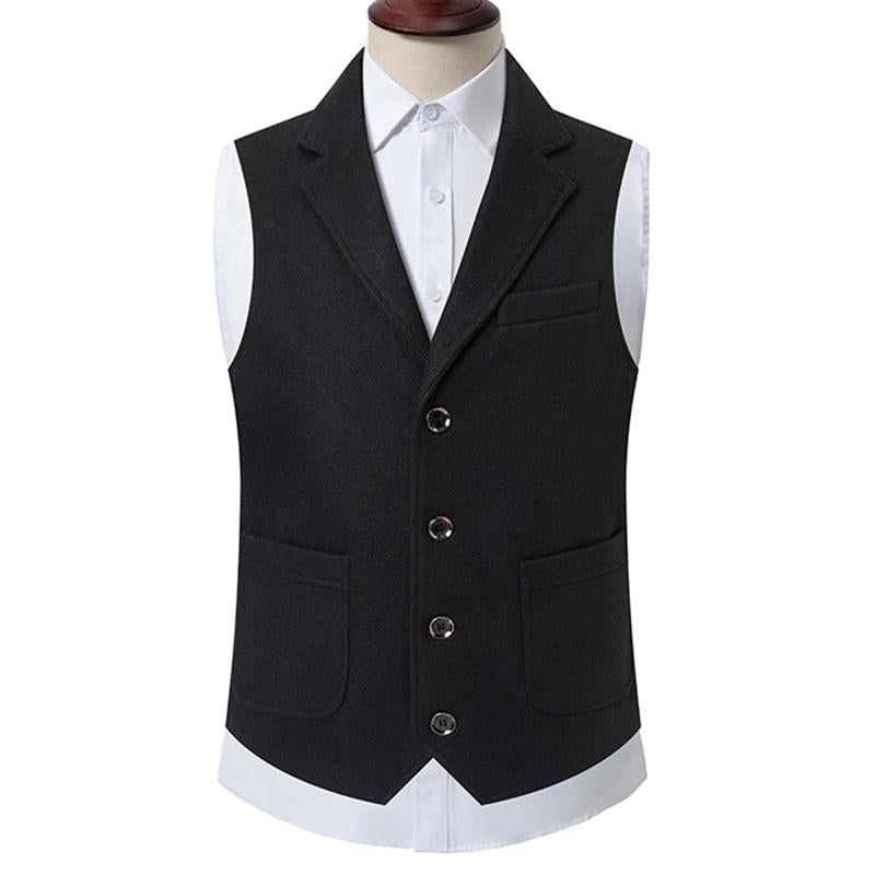 Mens Casual V-Neck Single-Breasted Patch Pocket Vest 53325062M