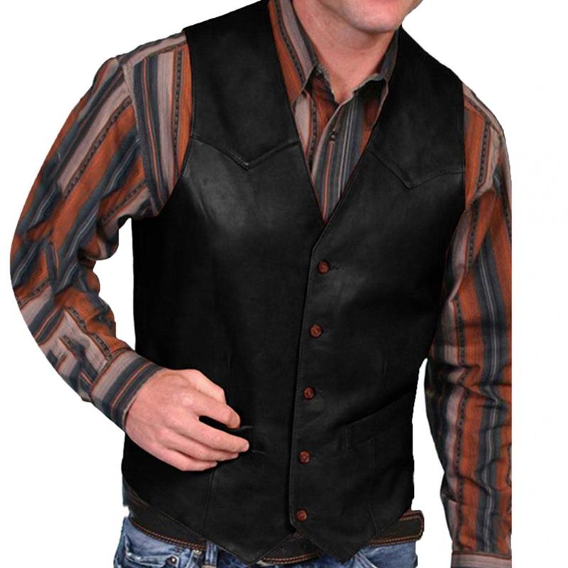 Mens Western Vintage Leather Vest 41857007Y