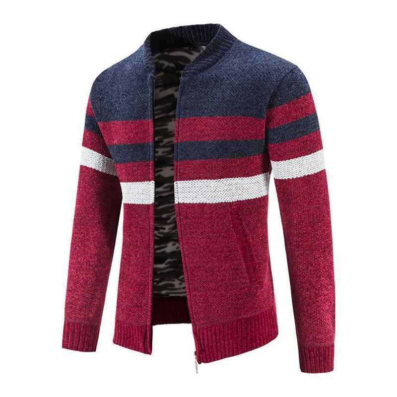Mens Casual Contrast Stripe Knit Cardigan 29415659M