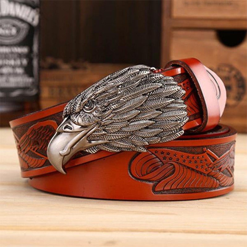 COWHIDE CASUAL EAGLE HEAD BELT 97611482M