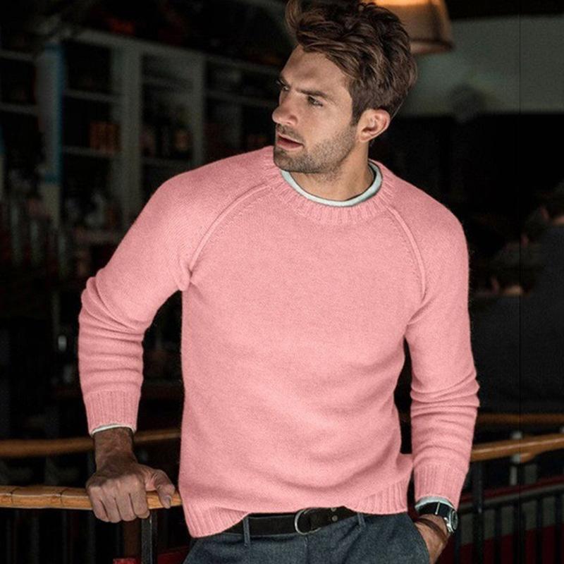 Mens Solid Color Crew Neck Knit Pullover Sweater 85798282X