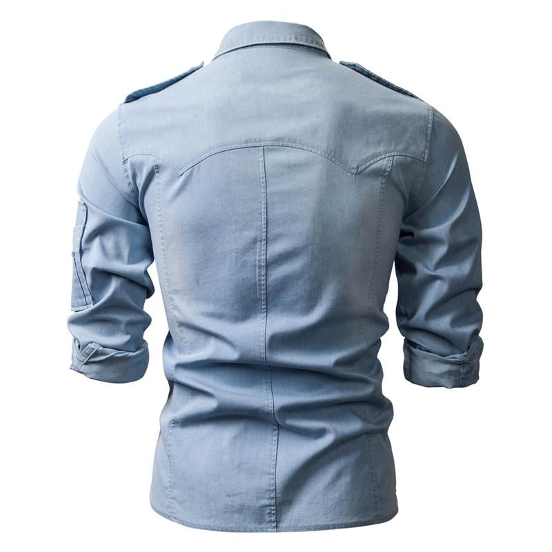 Mens Vintage Denim Long Sleeve Shirt (Belt Not Included) 88330286Y
