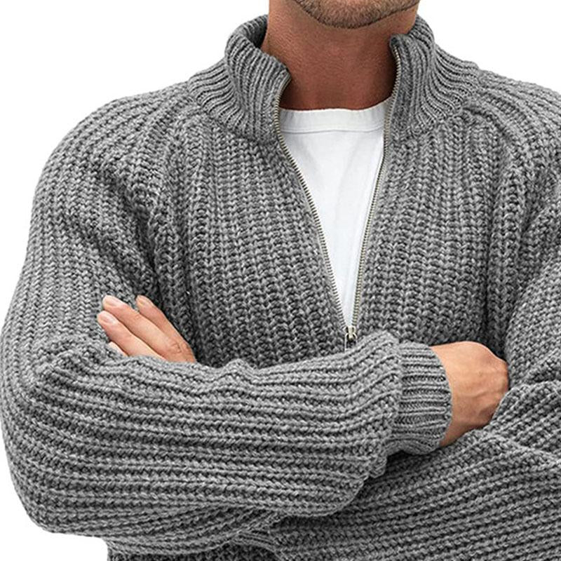 Mens Casual Zip Turtleneck Knit Cardigan 64602251M