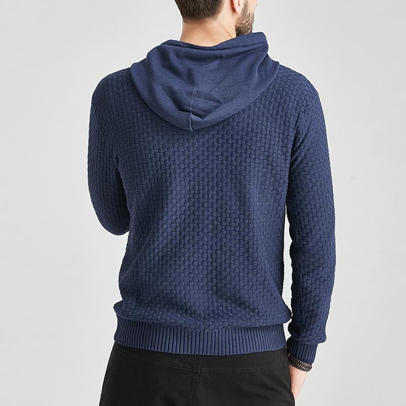 Mens Casual Solid Color Knitted Long Sleeve Hoodie 85263275M