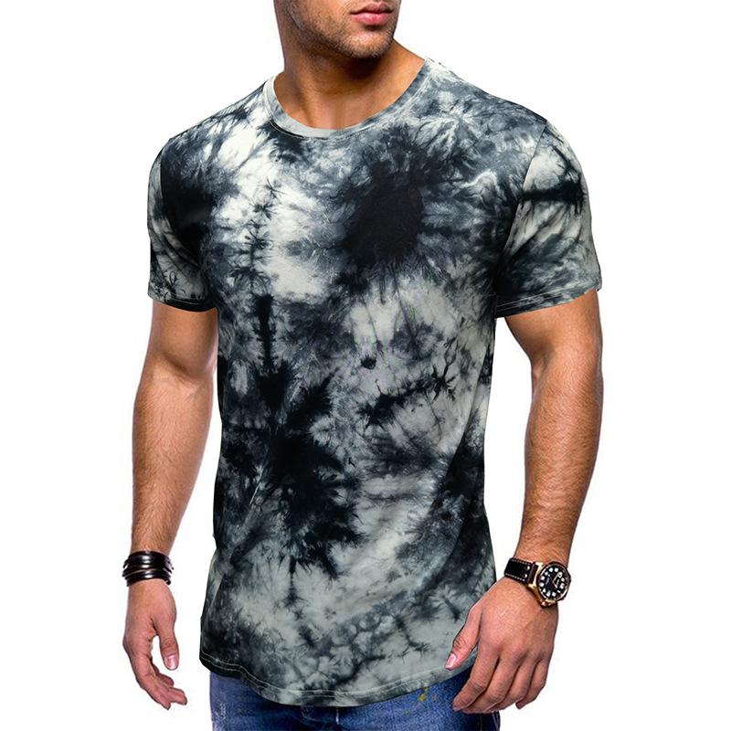 Mens Casual Tie Dye Round Neck Short Sleeved T-shirt 40970629M