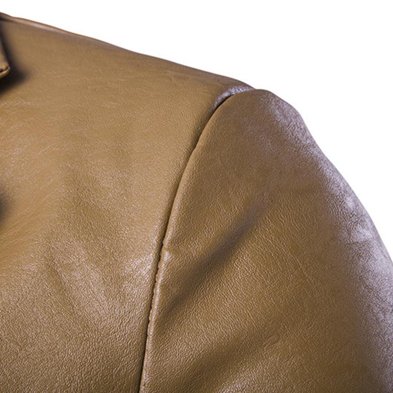 Mens Lapel Slim Leather Blazer 22416100M