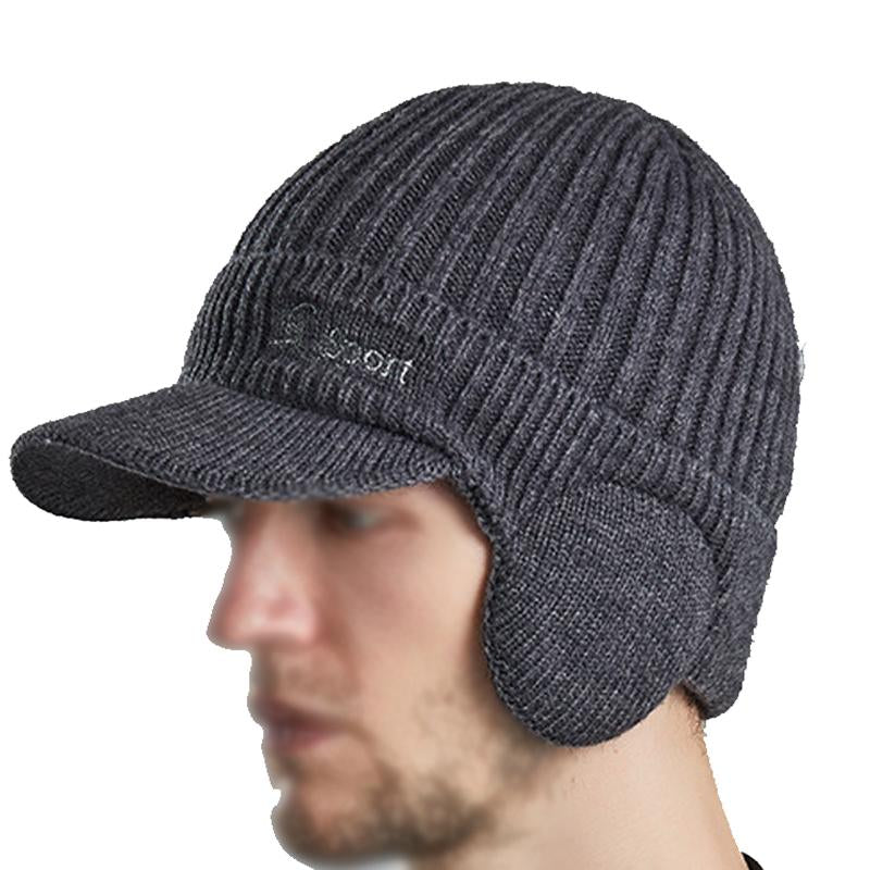 MenS Solid Color Warm Ear Protection Knitted Cap 20835503Y