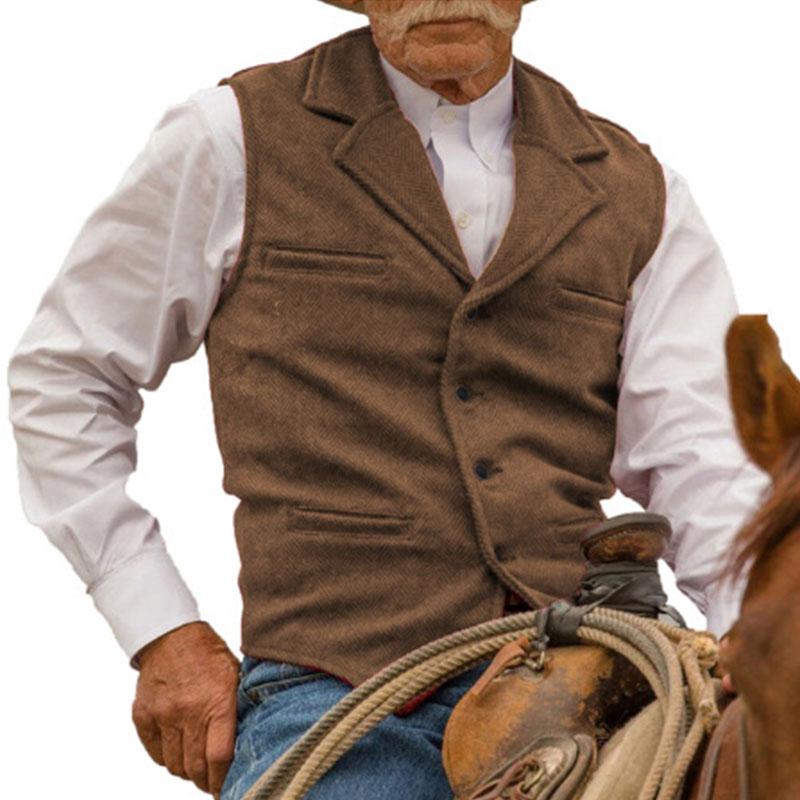 Mens Vintage Slim Herringbone Suit Vest 18604370M