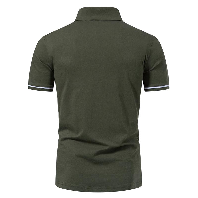Mens White Stripe Trimmed Zipper Polo Shirt 50515028Z