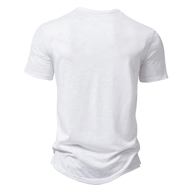Mens Slub Cotton T-Shirt Mens Henley Collar POLO Shirt 40920170X