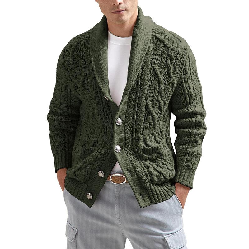 Mens Casual Lapel Slim Fit Long Sleeve Knit Cardigan 79209846M