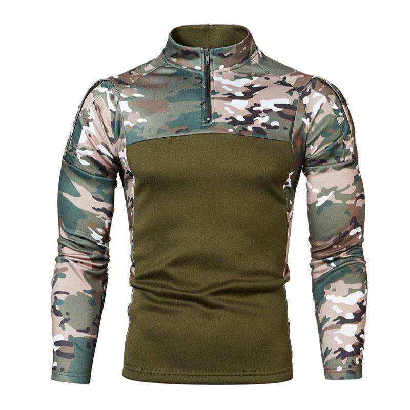 Mens Outdoor Camouflage Patchwork Long-sleeved Thin Sweatshirt 64474638M