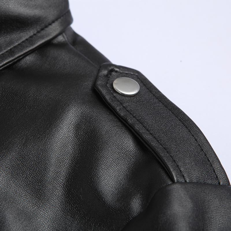 Mens Vintage Biker Slim Lapel Diagonal Zipper Leather Jacket 96439588M