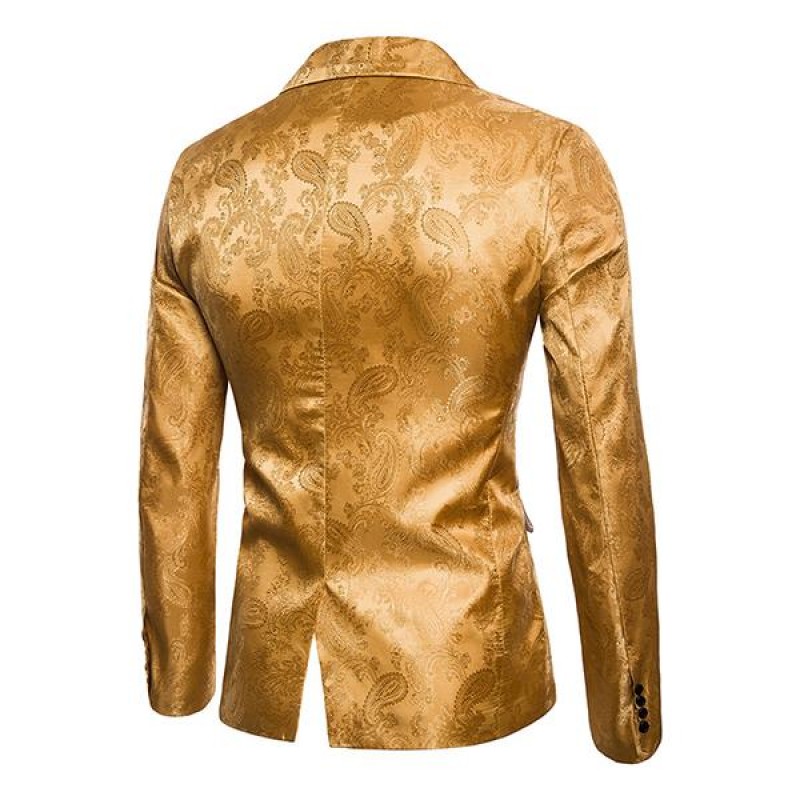 Mens Court Jacquard One Button Fitted Blazer 77902686M