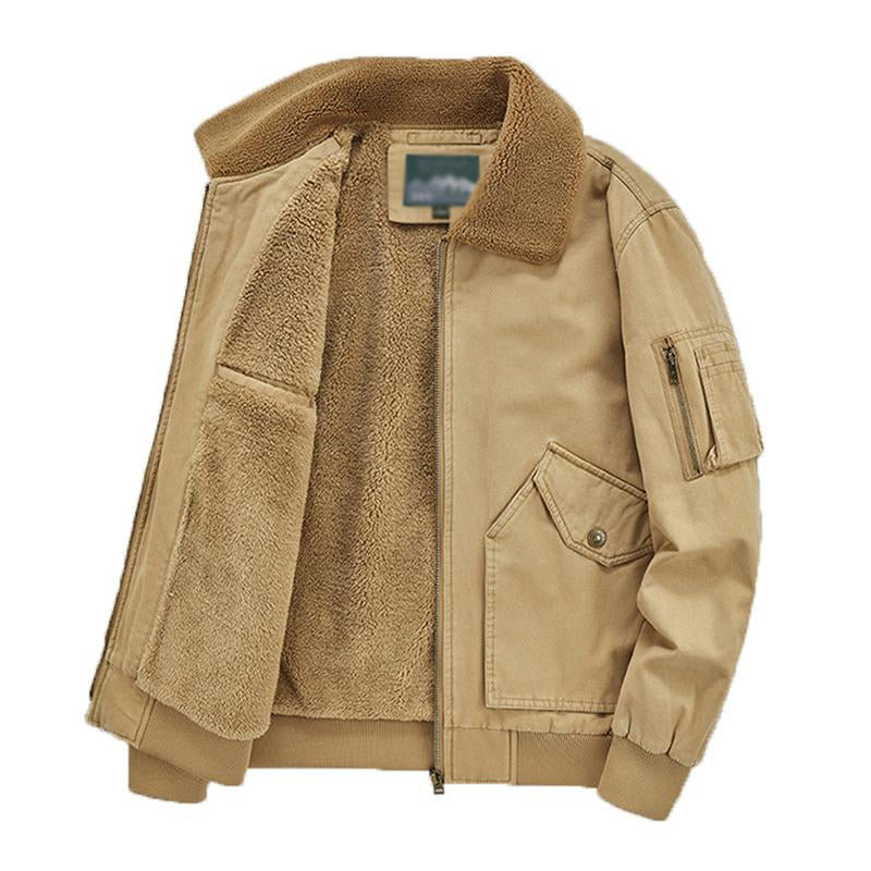 Mens Casual Cotton Fleece Washed Cargo Coat 12217264M