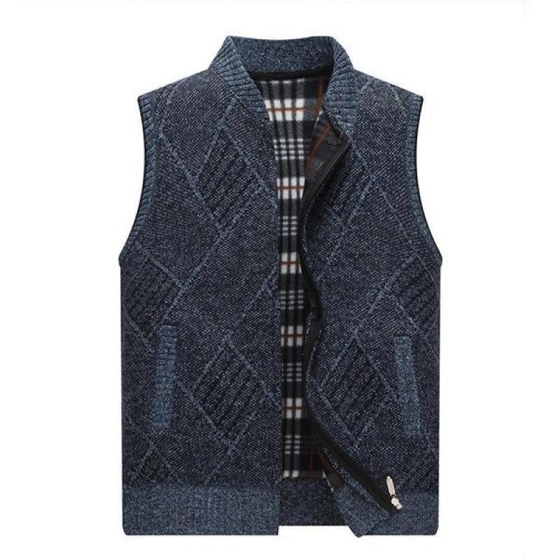 Mens Fleece Thick Sweater Stand Collar Vest 40742234X