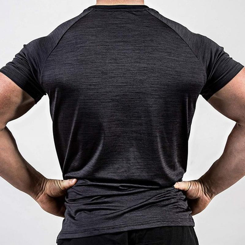 Mens Solid Color Quick-drying Breathable Training High-elasticity T-shirt 52586914X