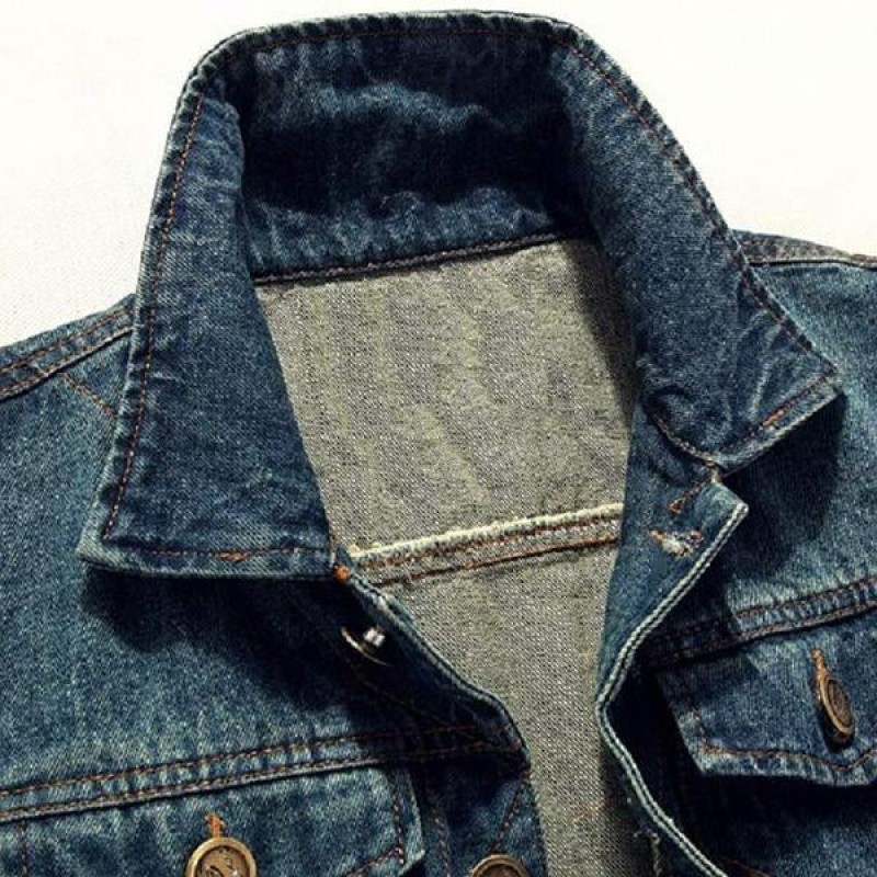 Mens Casual Distressed Frayed Denim Vest 14987136M