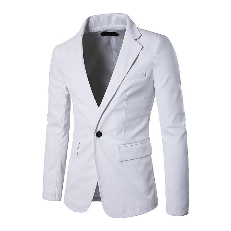 Mens Lapel Slim Leather Blazer 22416100M