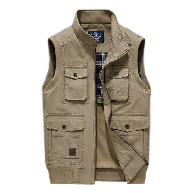 Mens Multi Pocket Stand Collar Vest 08652782X