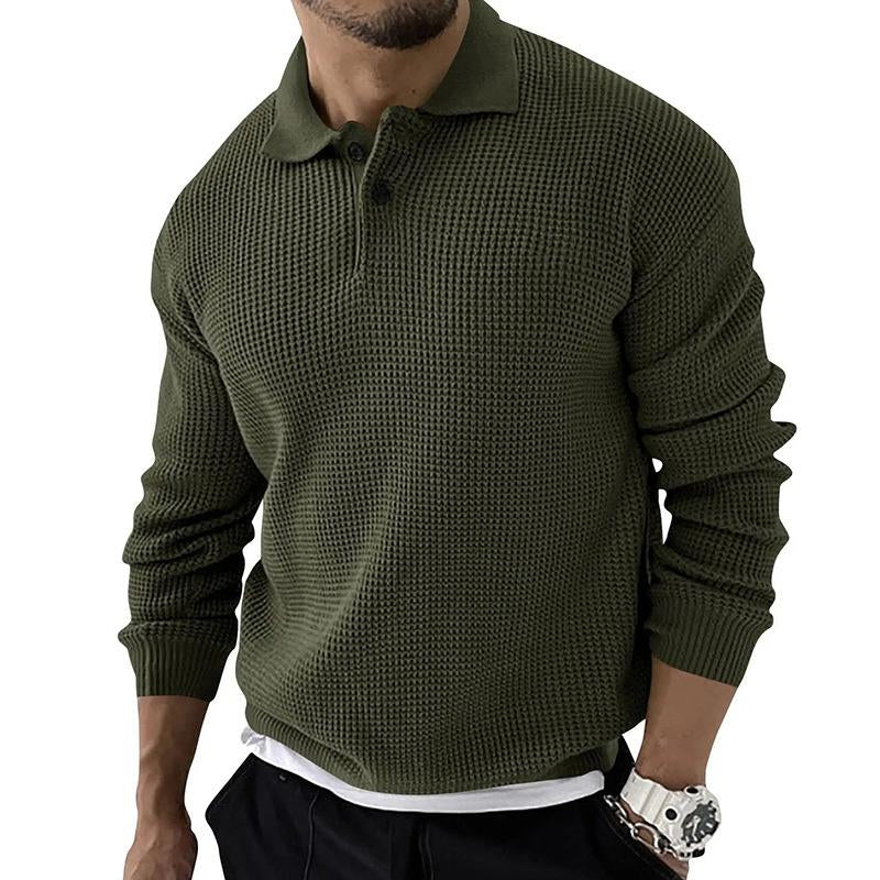Mens Lapel Knit Button Pullover Sweater 68765777X