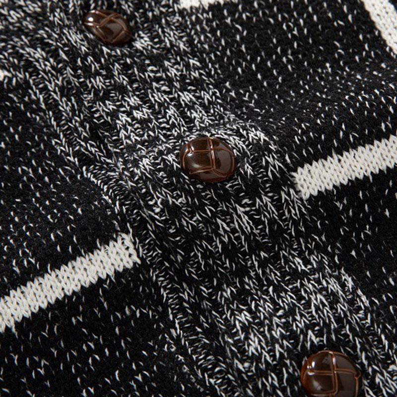 Mens Casual Thickened Plaid Slim Button Cardigan 41300042M