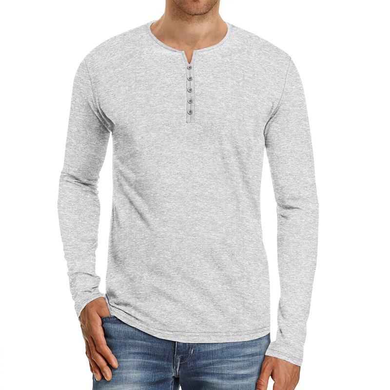 Mens Casual Round Neck Long Sleeve Henley T-Shirt 56786734M