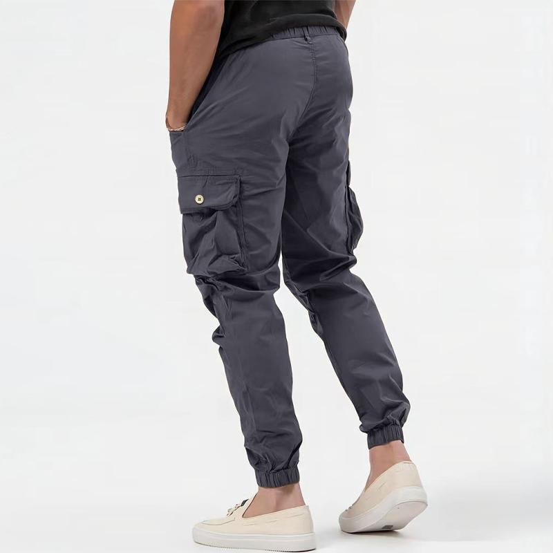 Mens Solid Color Three-Dimensional Pocket Cargo Pants 10815009Y
