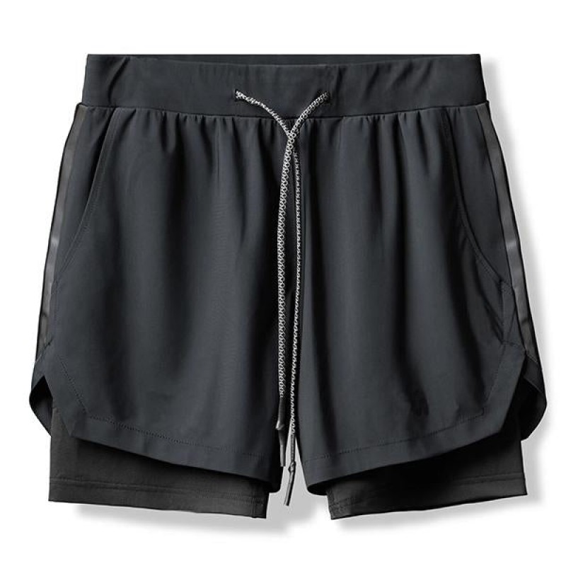 Mens Double Layer Quick Dry Sports Shorts 36316818M