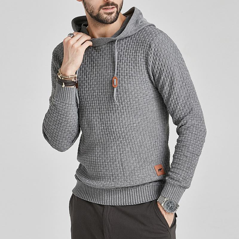Mens Casual Solid Color Knitted Long Sleeve Hoodie 85263275M