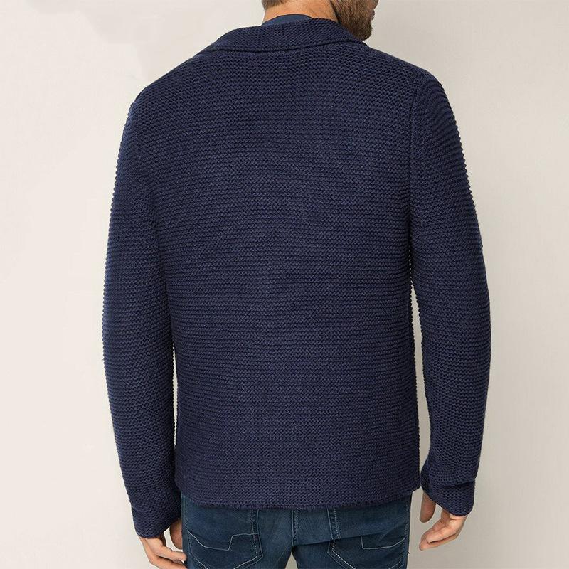 Mens Casual Lapel Long Sleeve Knit Cardigan 90618023M