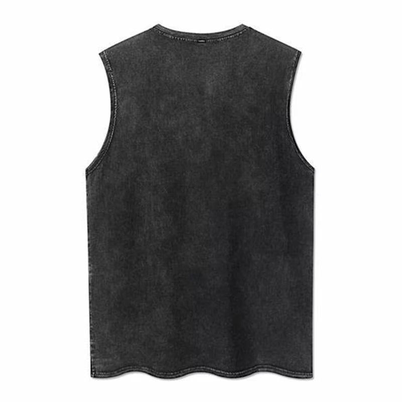 Mens Vintage Distressed Round Neck Printed Tank Top 54192368M