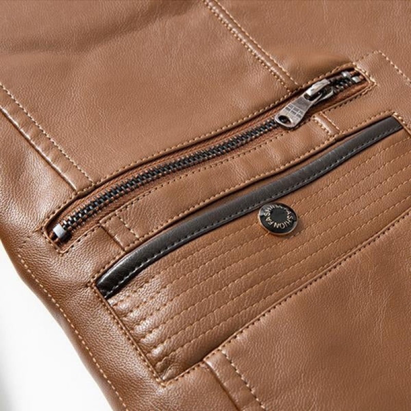 Mens Casual Lapel Single Breasted Leather Blazer 66243730M