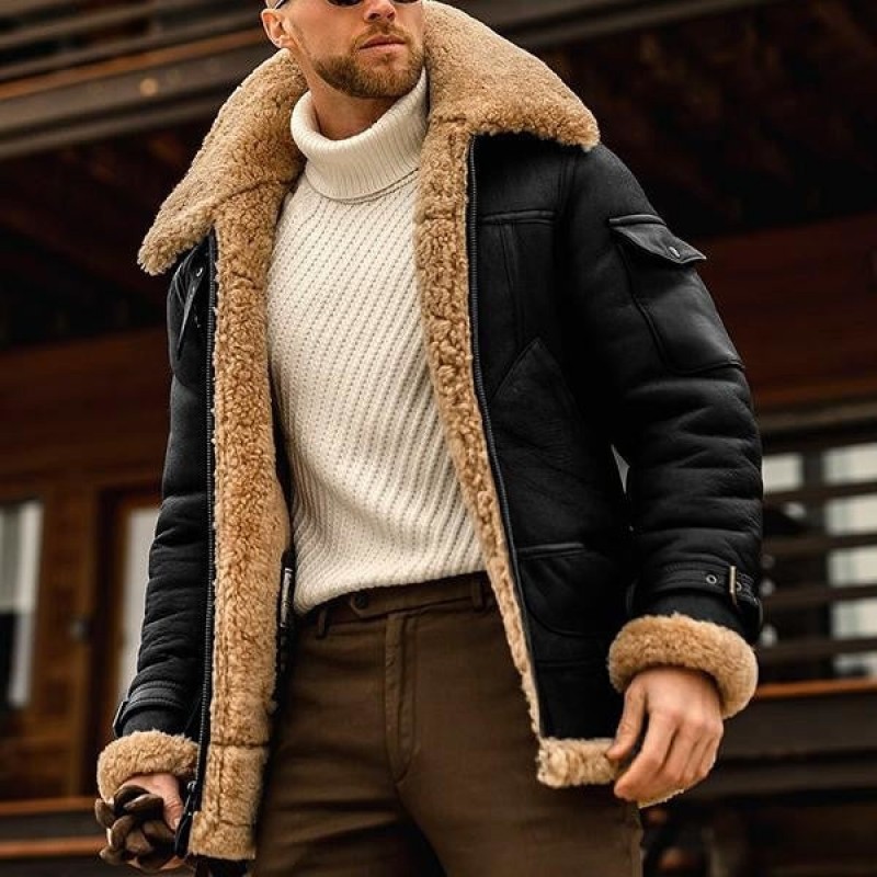 Mens Winter Lapel Thick Jacket 41317609M