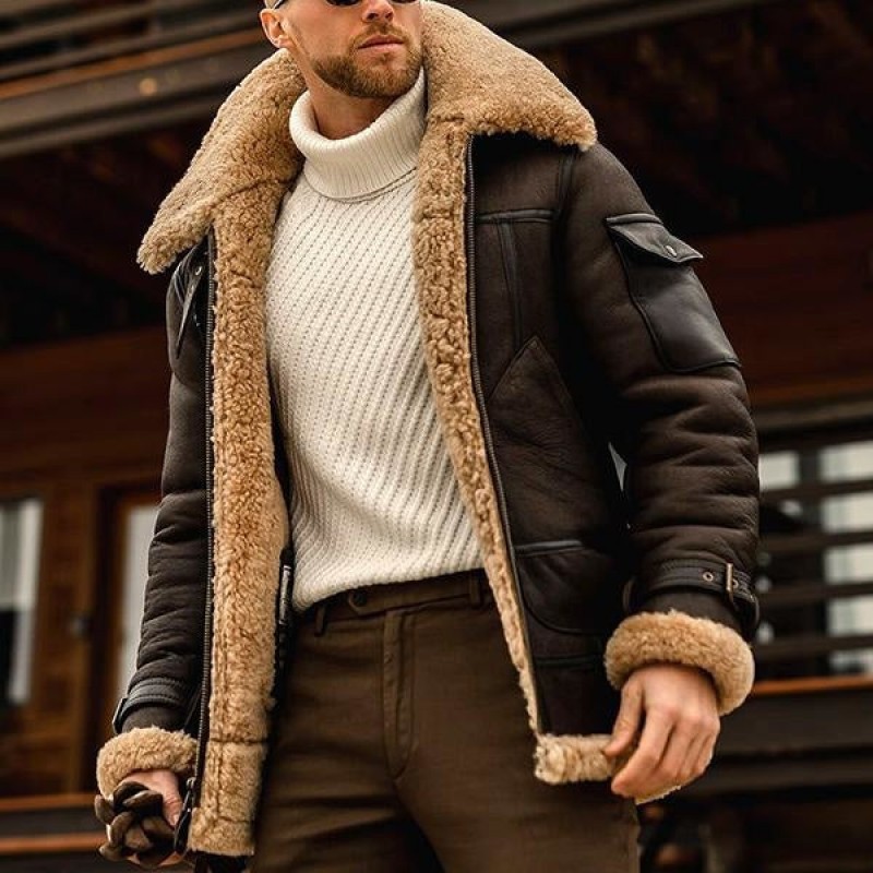 Mens Winter Lapel Thick Jacket 41317609M