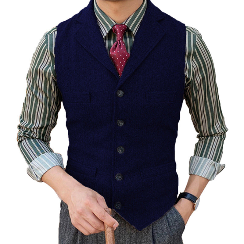 Mens Vintage Classic Lapel Single Breasted Suit Vest 15824060M