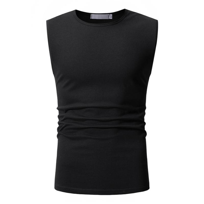 Mens Solid Round Neck Sleeveless Cotton Tank Top 28139465Z
