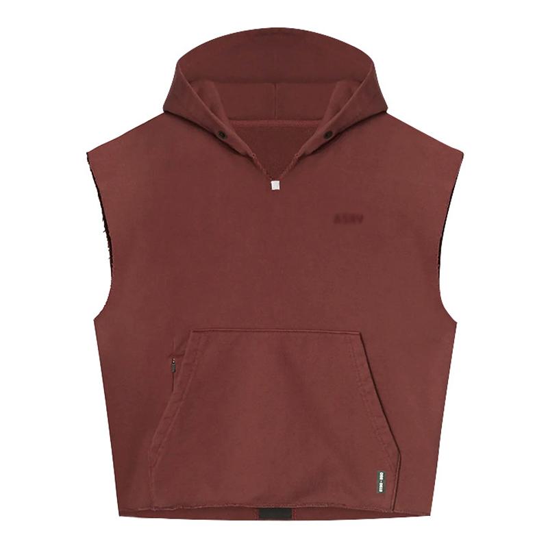 Mens Solid Loose Sleeveless Fitness Sports Hoodie 41849746Z