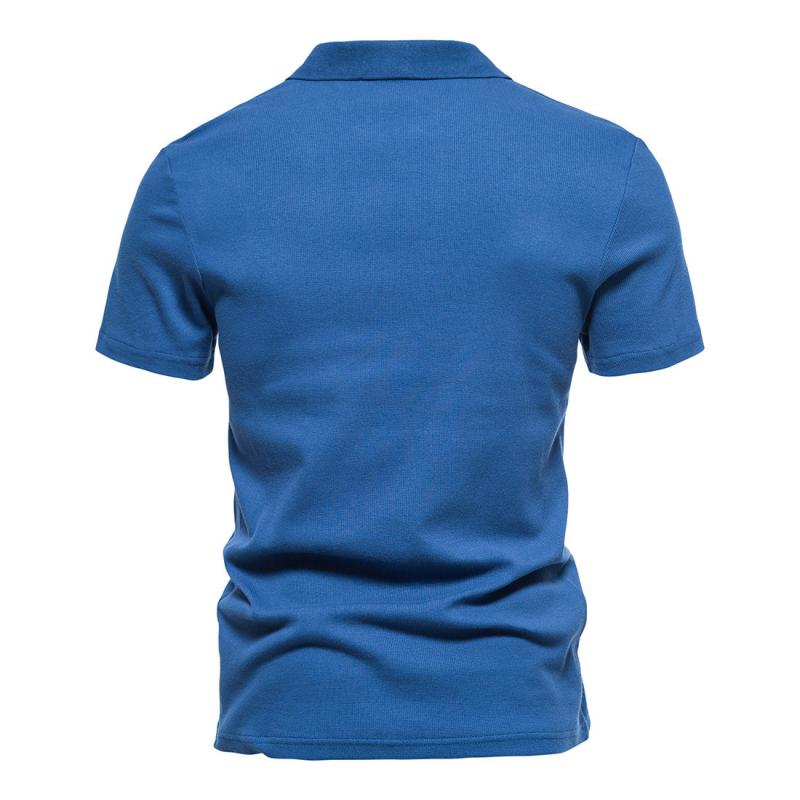 Mens Solid V Neck Short Sleeve Polo Shirt 61101482Z