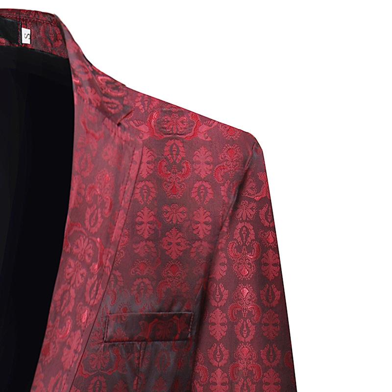 Mens Retro Graphic Print One Button Blazer 47113767Z