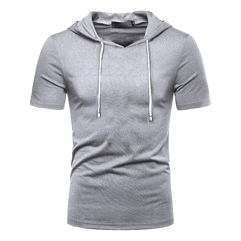 Mens Hooded Solid Short Sleeve T-shirt 38529430Z
