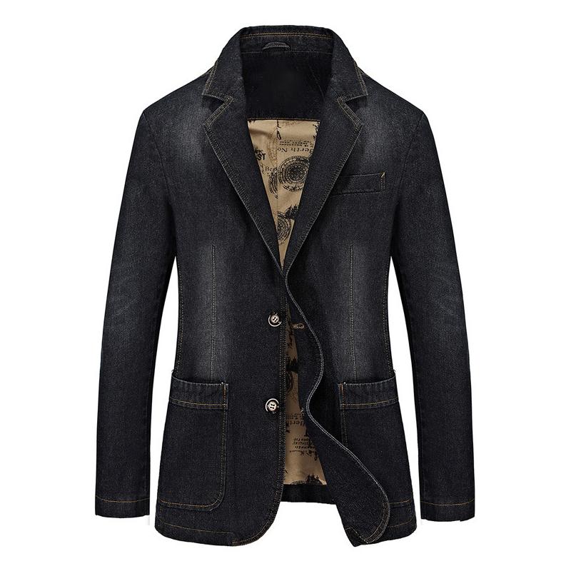 Mens Notch Lapel Denim Casual Blazer 69588916Z