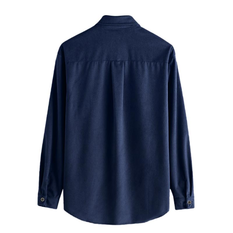 Mens Lapel Solid Color Casual Corduroy Shirt 88079163Z