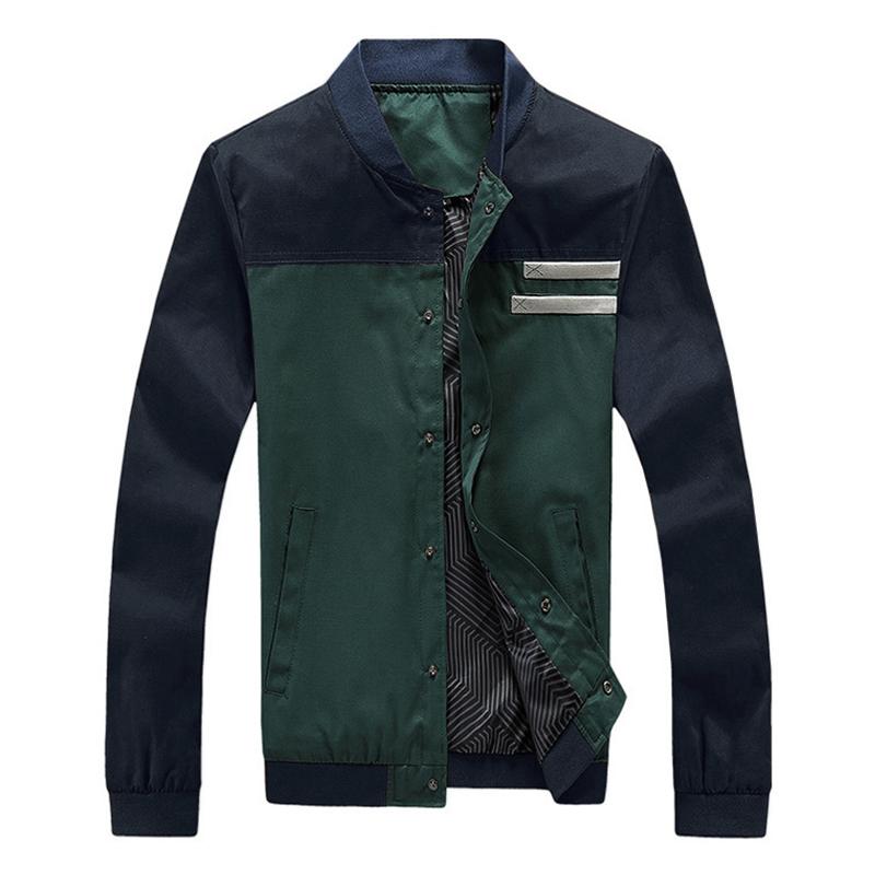 Mens Stand Collar Color Block Casual Jacket 96951917Z